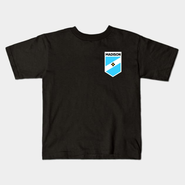 Madison, Wisconsin City Flag Emblem Kids T-Shirt by SLAG_Creative